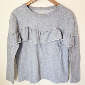 LOFT | Gray Sweatshirt with Ruffles